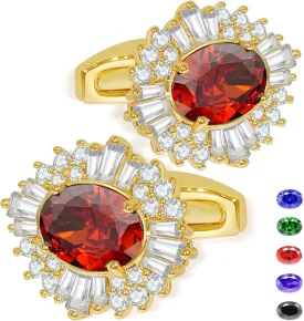 Sogee Crystal Cufflinks for Men Real Gold Plated CZ Mens Cuff Links for Wedding Party Unique Gift