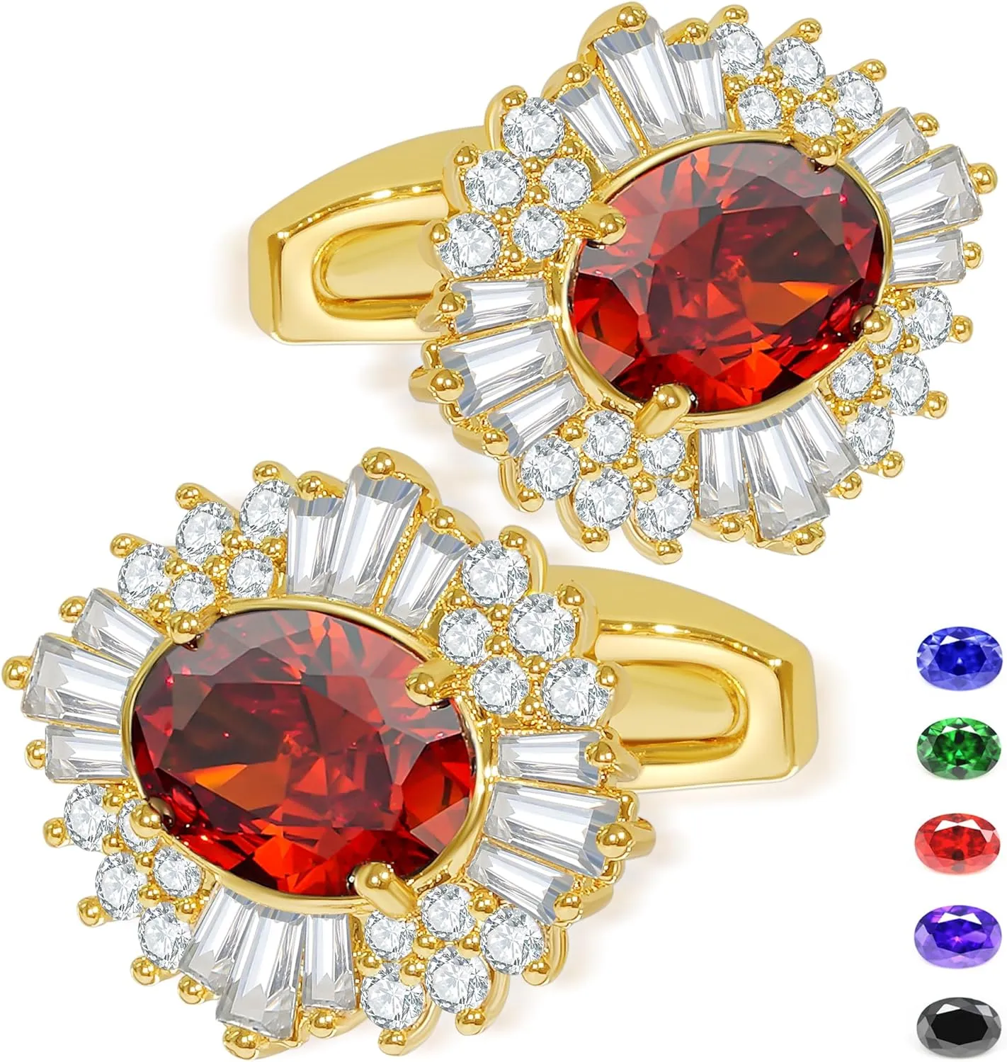 Sogee Crystal Cufflinks for Men Real Gold Plated CZ Mens Cuff Links for Wedding Party Unique Gift