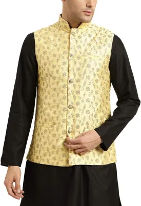 Sojanya (Since 1958 Men'S Silk Blend, Embroidered Nehru Jacket