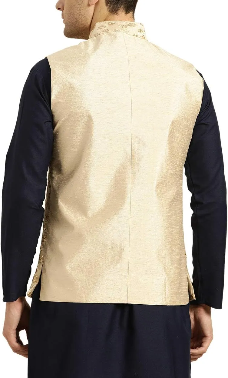 Sojanya (Since 1958 Men'S Silk Blend, Embroidered Nehru Jacket