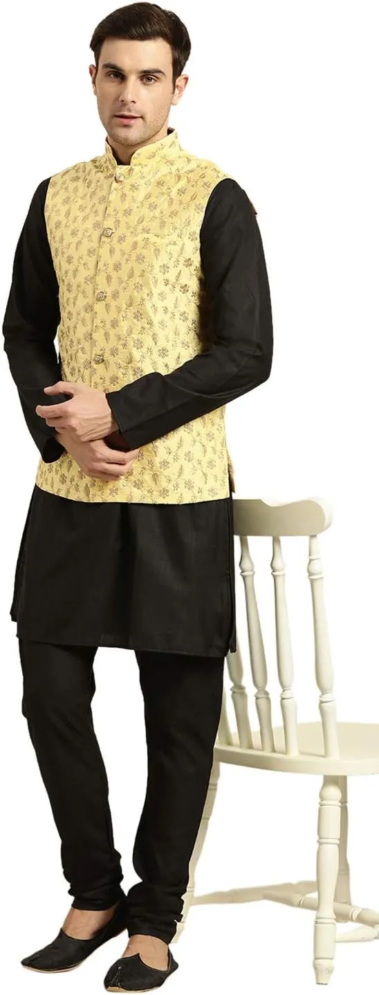 Sojanya (Since 1958 Men'S Silk Blend, Embroidered Nehru Jacket