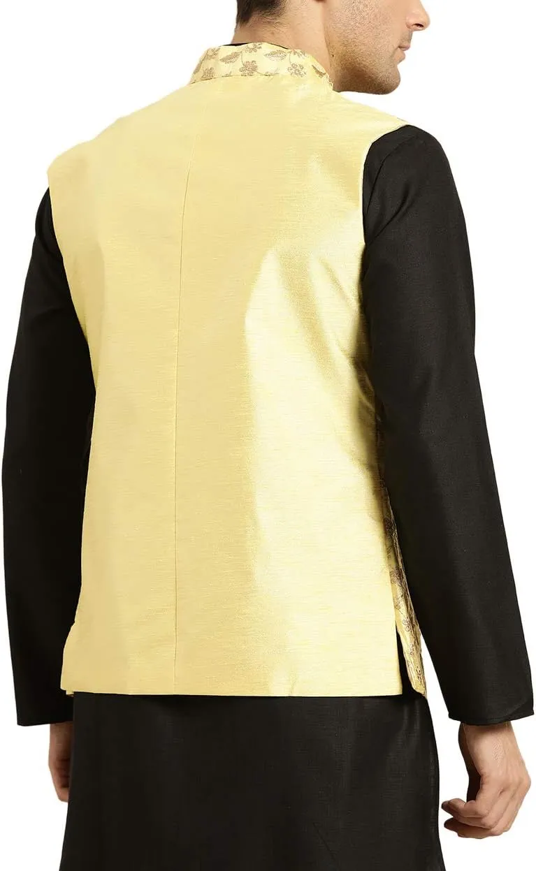 Sojanya (Since 1958 Men'S Silk Blend, Embroidered Nehru Jacket