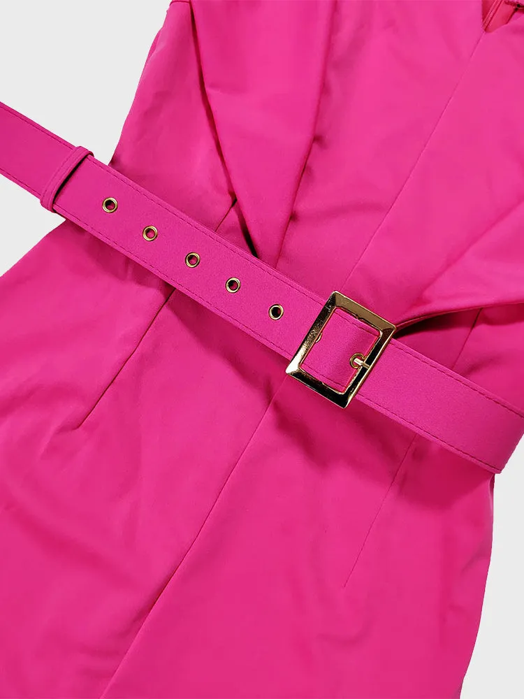 Split Hem Belted Dress