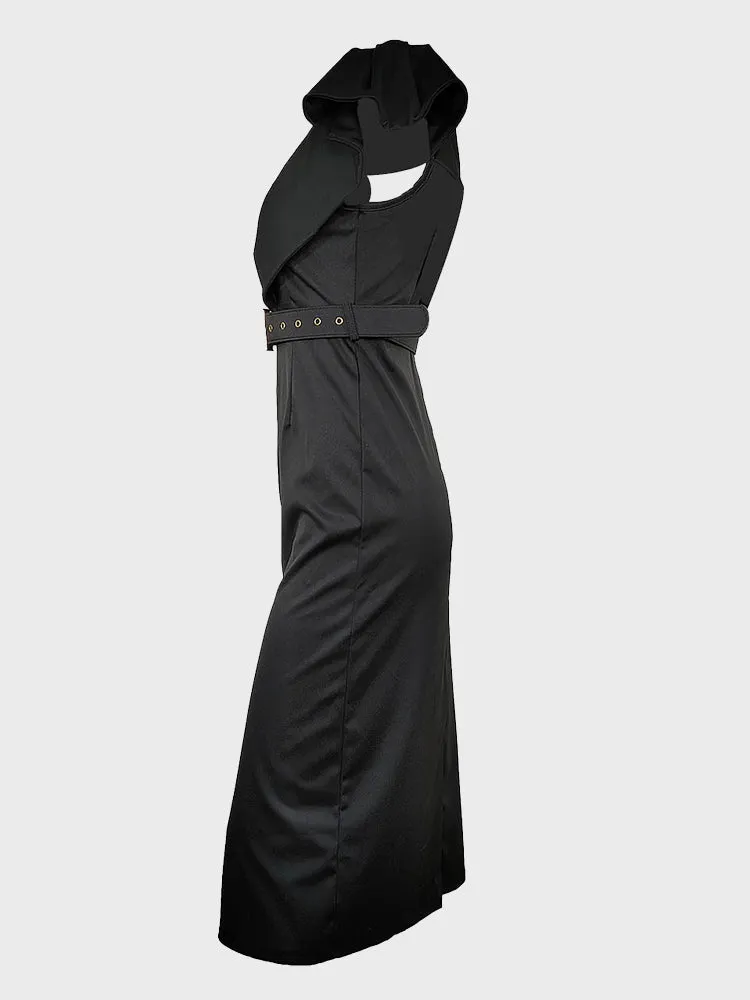 Split Hem Belted Dress
