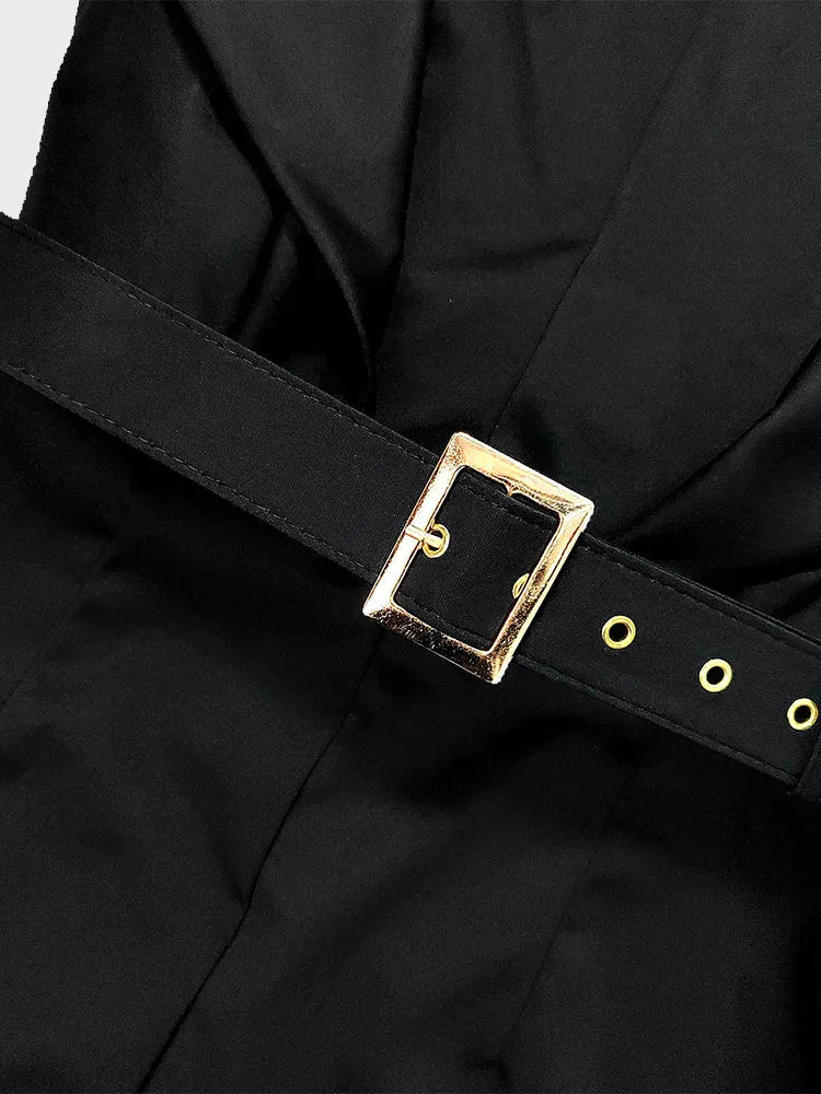Split Hem Belted Dress