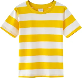 Spring&Gege Boys Short Sleeve Striped Cotton Crew Neck T-Shirt