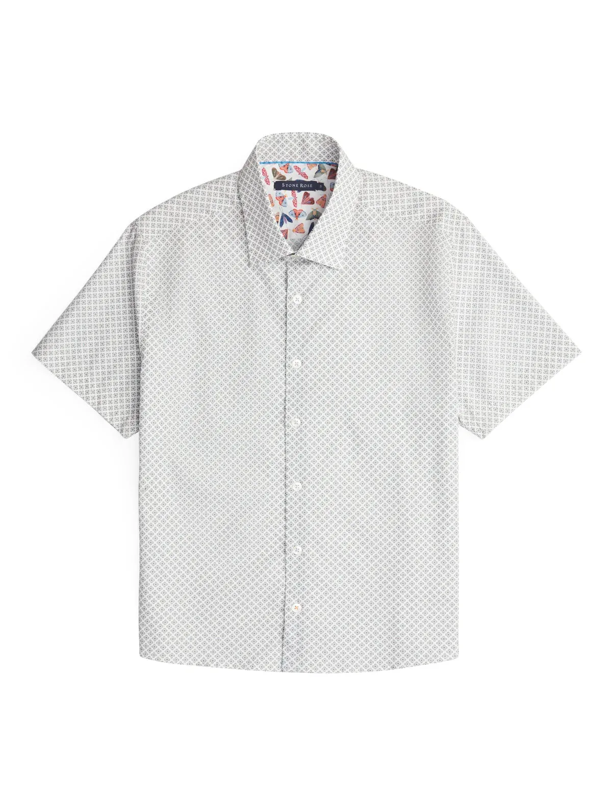 Stone Rose S/S Woven Printed Shirt in White Flowers