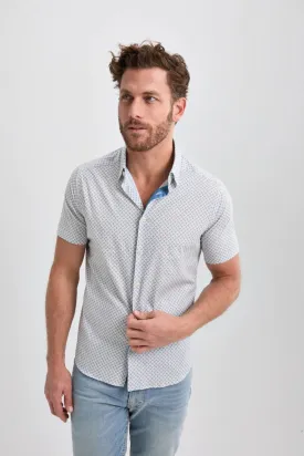 Stone Rose S/S Woven Printed Shirt in White Flowers