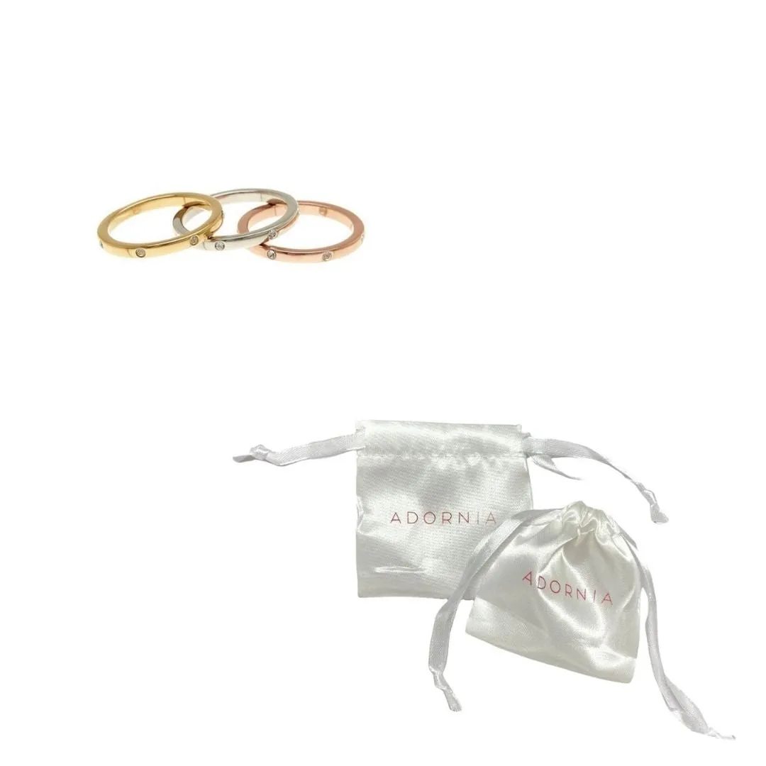 Tri-Color Dotted Eternity Band Set silver gold rose gold
