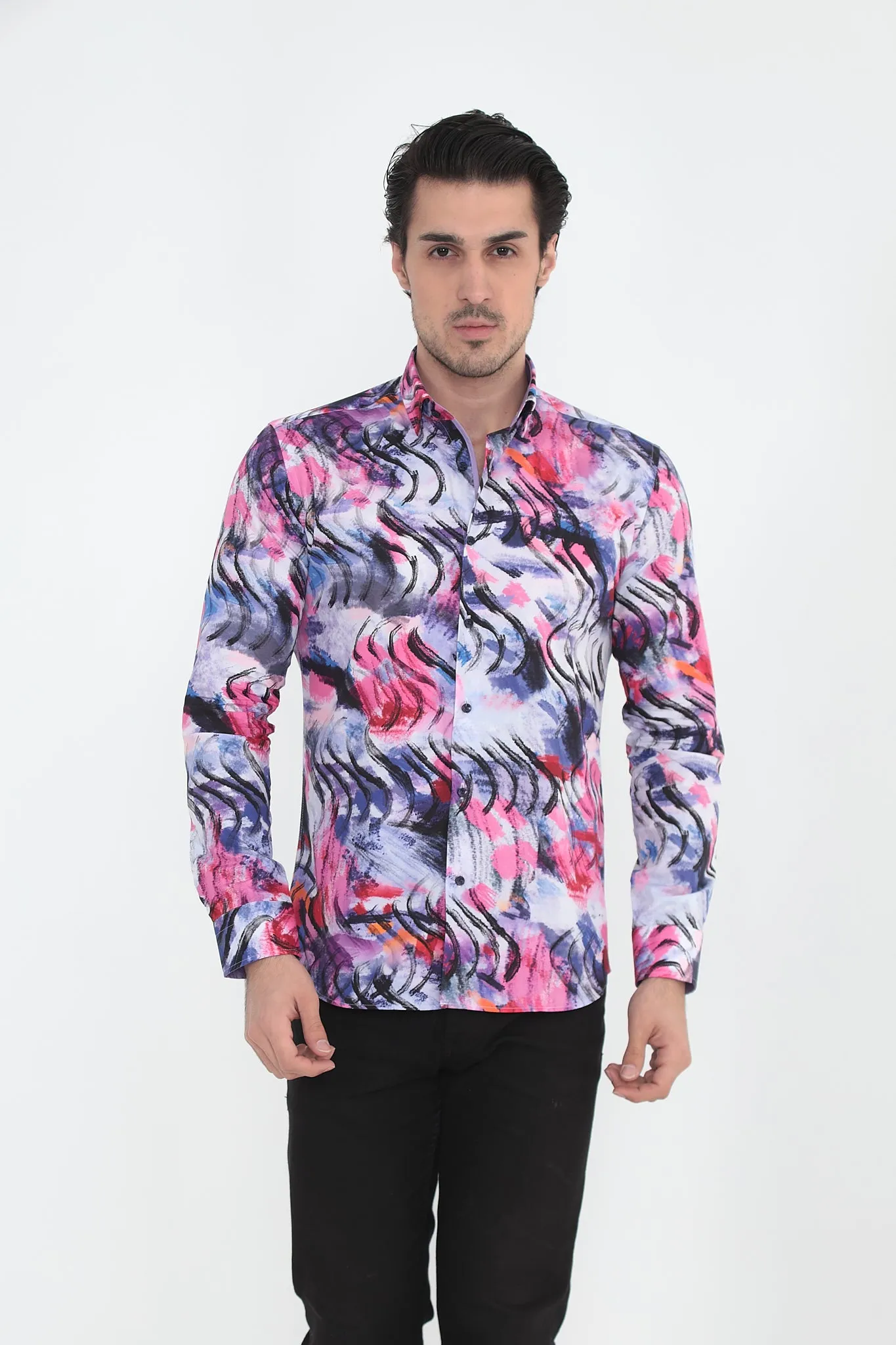 Vercini Monochrome Majesty Embroidered Casual Shirt