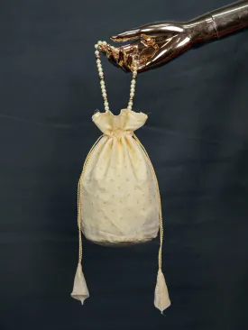 White Color Foil Printed Chanderi Batwa