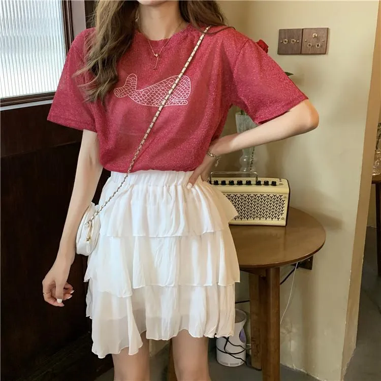 Women's Cute Fish Printed Round Color T-shirts