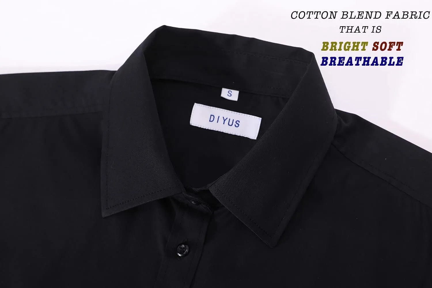 Women's Slim-Fit Button Down Shirts Stretchy Cotton Long Sleeve Work Blouse