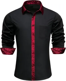 YOHOWA Mens Dress Shirts Business Button Down Long Sleeve Casual Collar Cuff Contrast Formal Shirts Wedding Party Casual Prom