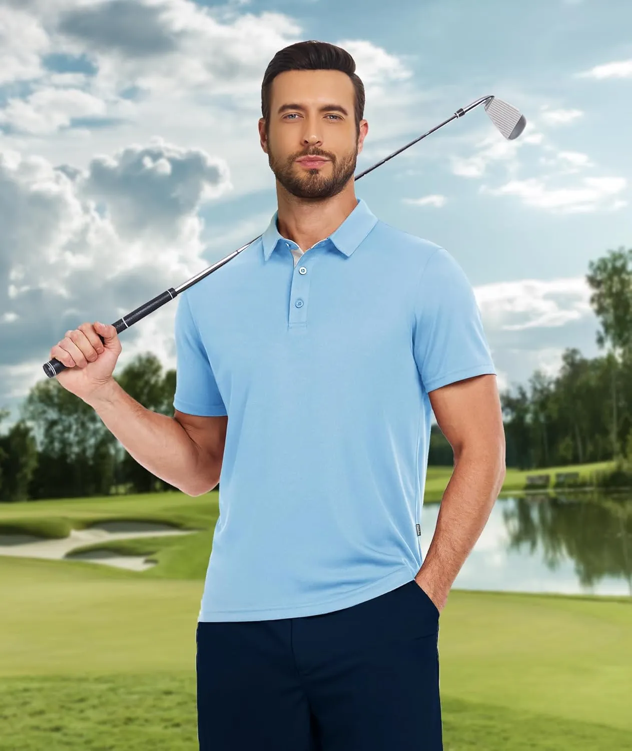 ZITY 3 Pack Polo Shirts for Men Short Sleeve Moisture Wicking T Shirt Business Casual Mens Golf Shirts Collared T-Shirts